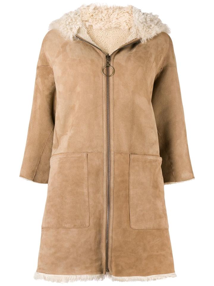 Mih Jeans Osten Reversible Shearling Coat - Nude & Neutrals