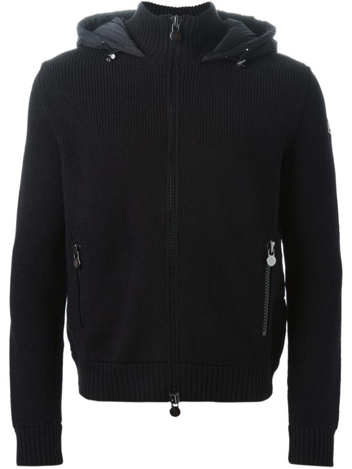 Moncler Padded Panel Cardigan, Men's, Size: Xxl, Black, Feather Down/acrylic/polyamide/wool