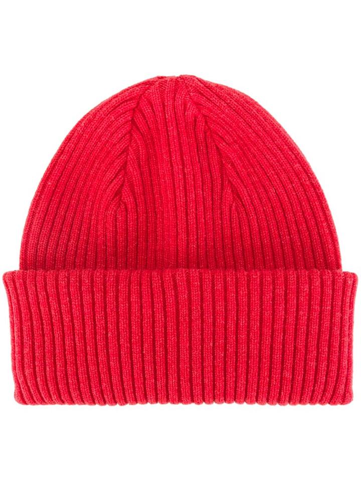 Paul Smith Cashmere Ribbed Beanie, Adult Unisex, Red, Cashmere