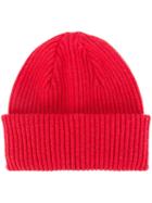 Paul Smith Cashmere Ribbed Beanie, Adult Unisex, Red, Cashmere