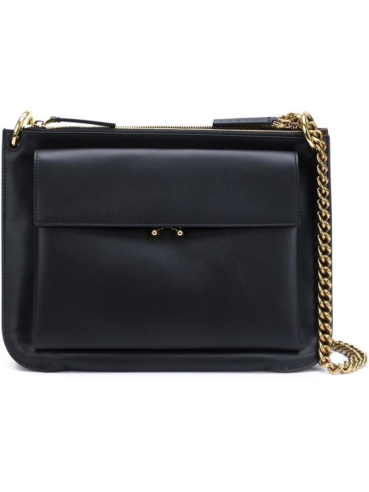 Marni 'pocket' Shoulder Bag, Women's, Black, Leather