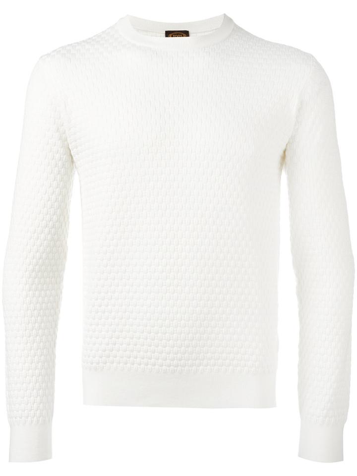 Tod's Interlaced Knitting Jumper, Size: Xl, White, Merino/silk