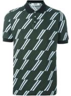 Msgm Striped Polo Shirt, Men's, Size: 46, Green, Cotton