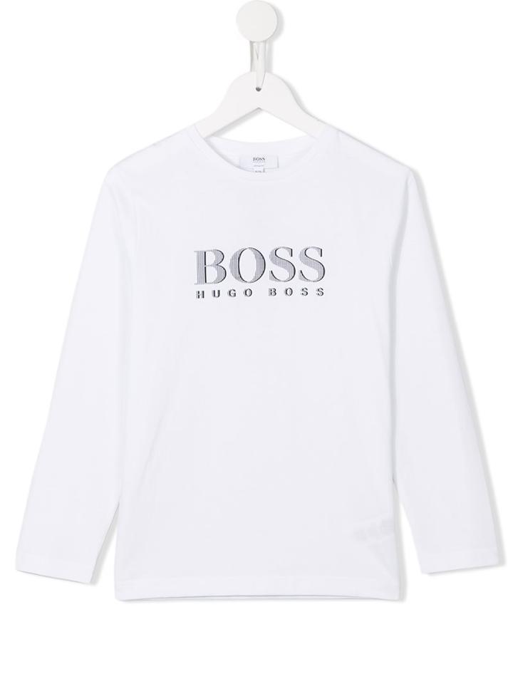Boss Kids Logo Print T-shirt, Boy's, Size: 10 Yrs, White