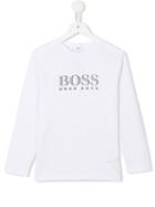 Boss Kids Logo Print T-shirt, Boy's, Size: 10 Yrs, White