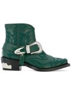 Toga Pulla Cow Boy Ankle Boots - Green