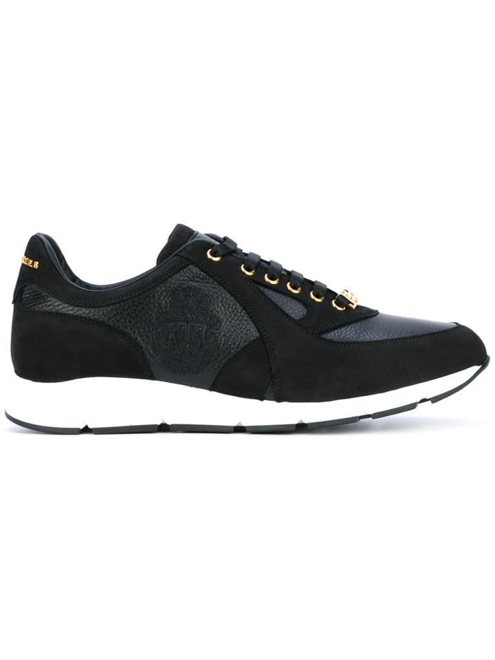 Billionaire Logo Embossed Sneakers - Black