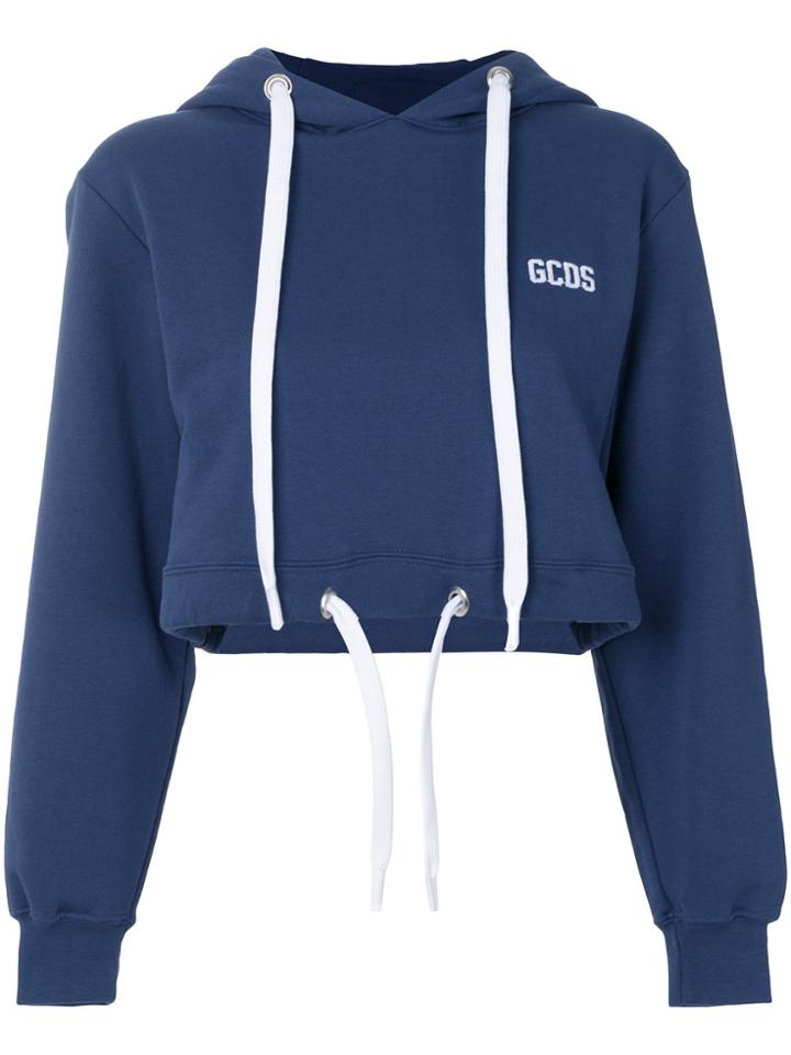 Gcds Logo Print Cropped Sweatshirt - Blue