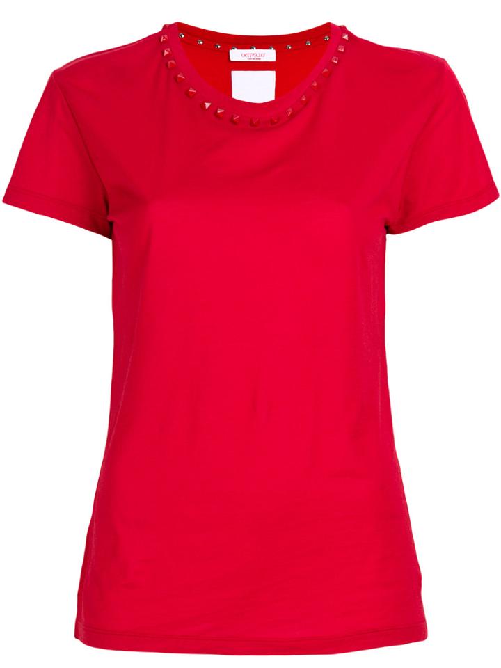 Valentino Rockstud Trim T-shirt - Red