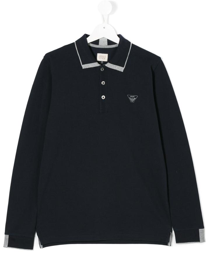 Armani Junior Logo Polo Shirt - Blue