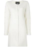 Boutique Moschino Button Detail Cardi-coat, Women's, Size: 42, White, Virgin Wool