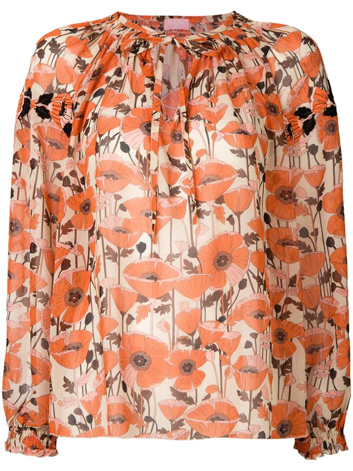 Giamba Embroidered Floral Blouse - Yellow & Orange