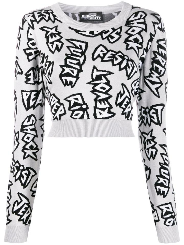 Jeremy Scott Graphic Patterned Cropped Jumper - Grey