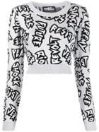 Jeremy Scott Graphic Patterned Cropped Jumper - Grey