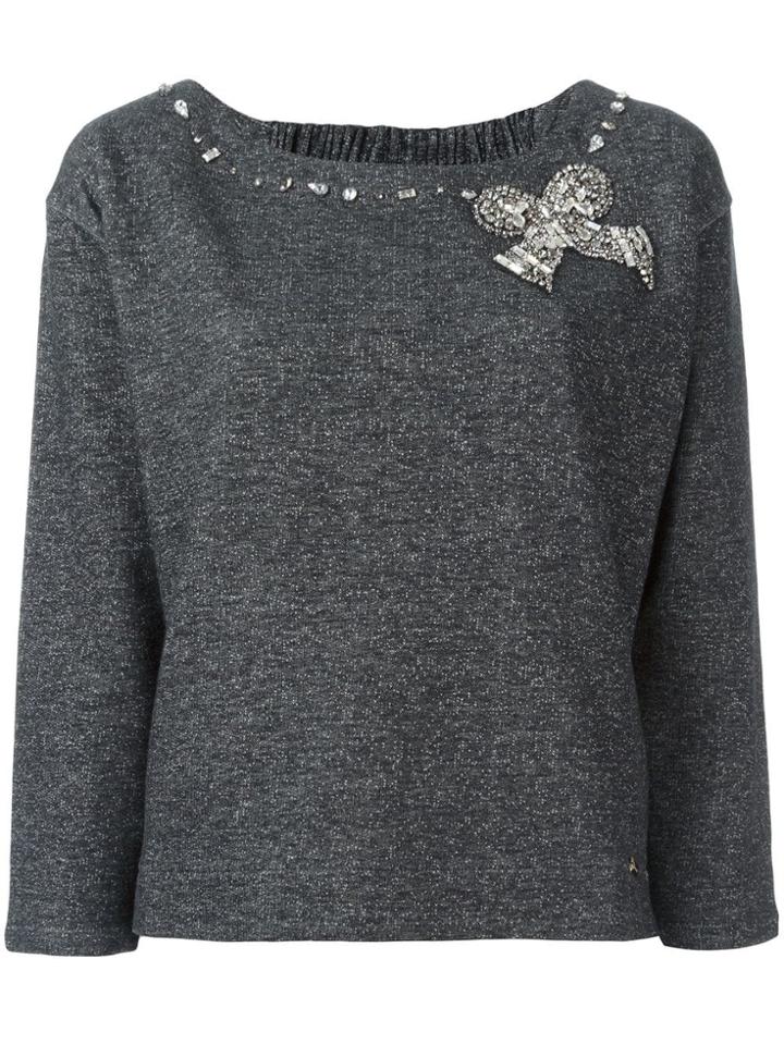 Twin-set Embellished Bow Sweater - Grey