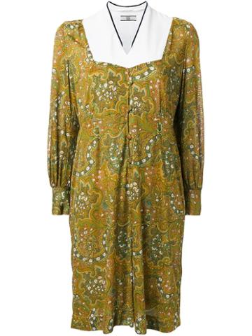 Non Tokyo Paisley Print Mid-length Dress, Women's, Size: Medium, Yellow/orange, Polyester