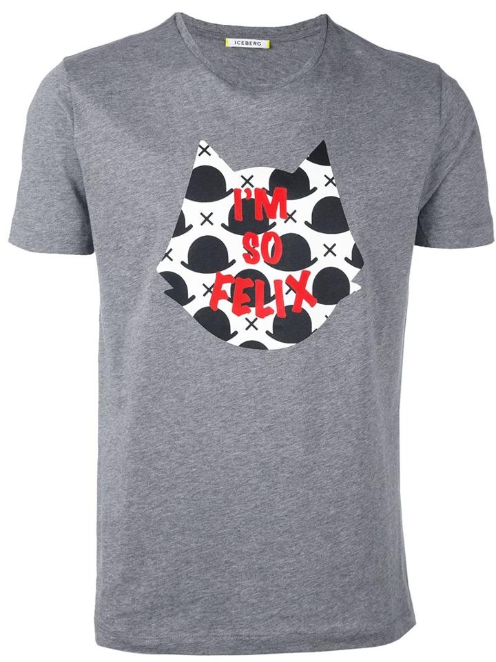 Iceberg Felix The Cat T-shirt, Men's, Size: Large, Grey, Cotton