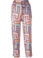 Msgm Geometric Print Trousers - Pink & Purple