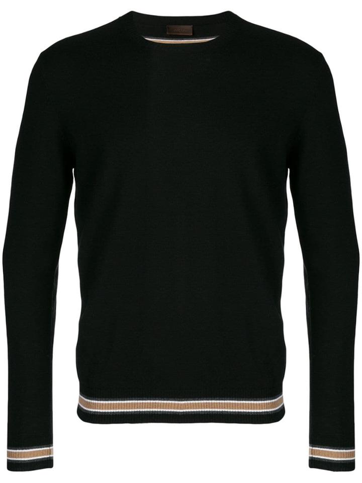 Altea Contrast Hem Fitted Sweater - Black