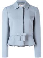 Red Valentino Belted Jacket, Women's, Size: 40, Blue, Cotton/viscose/acetate/polyester