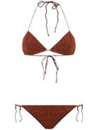 Oseree Lurex Two-piece Bikini - Brown