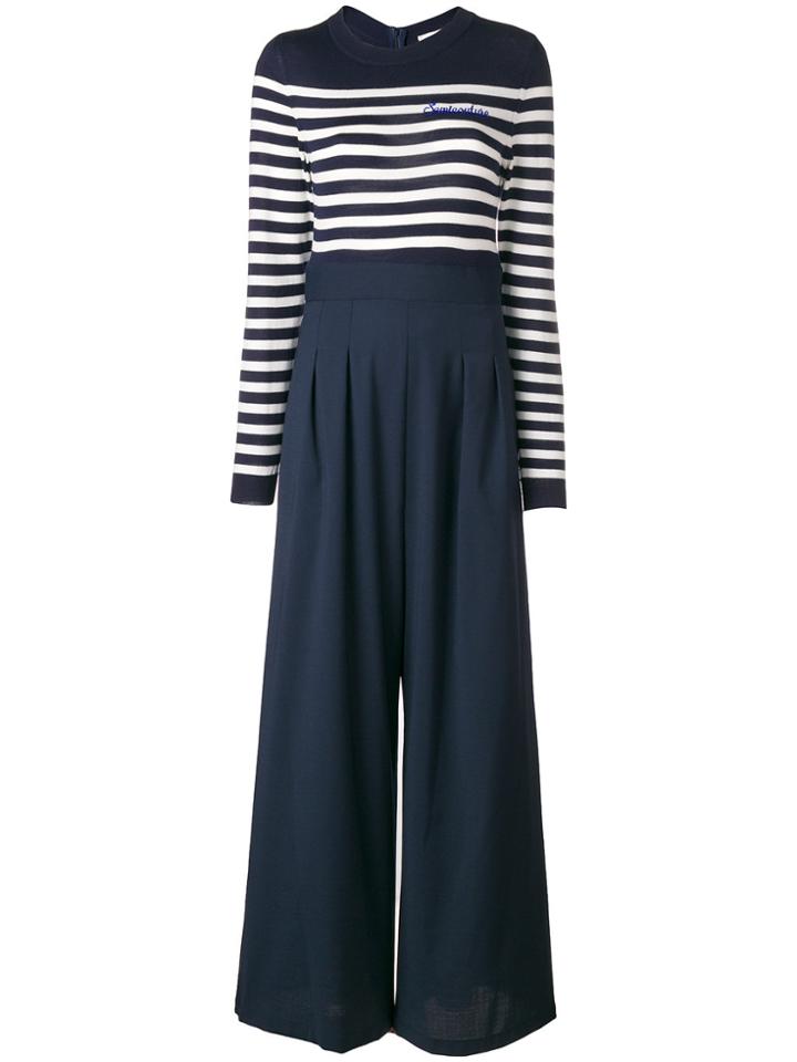 Semicouture Wide Leg Jumpsuit - Blue