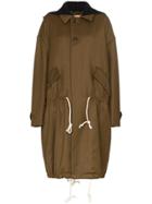 Plan C Drawstring Waist Parka Coat - Green