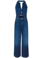 Stella Mccartney Cut-out Denim Jumpsuit, Women's, Size: 40, Blue, Cotton/spandex/elastane