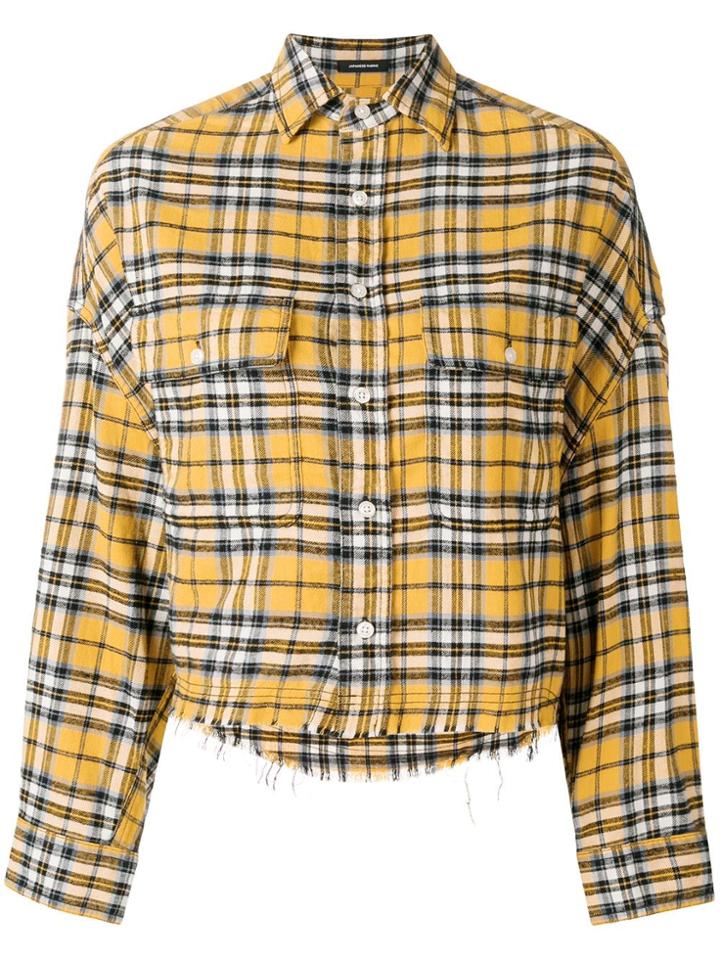 R13 Cropped Plaid Print Shirt - Yellow & Orange