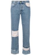 Current/elliott - Cropped Patchwork Jeans - Women - Cotton - 24, Blue, Cotton