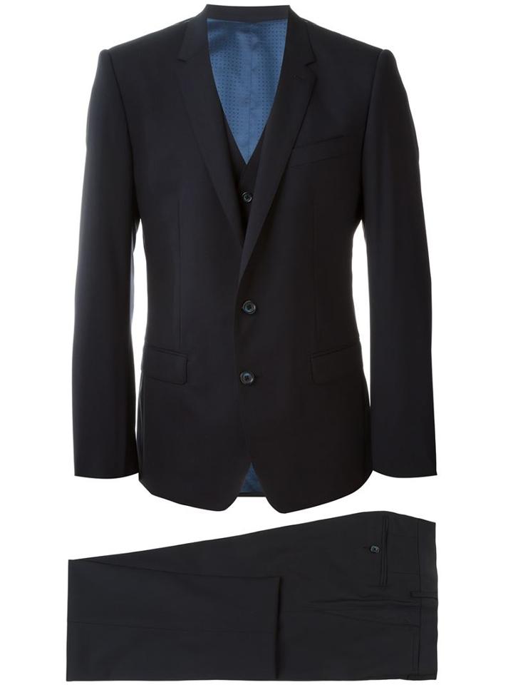 Dolce & Gabbana Formal Three-piece Suit, Men's, Size: 50, Blue, Spandex/elastane/virgin Wool/viscose/cupro