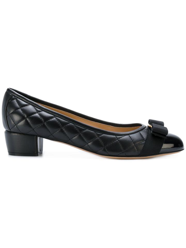 Salvatore Ferragamo Quilted Vara Bow Pumps - Black