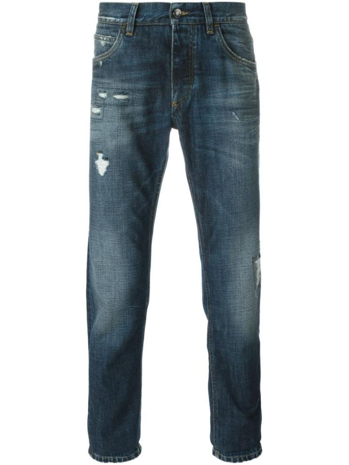 Dolce & Gabbana Ripped Jeans, Men's, Size: 50, Blue, Cotton