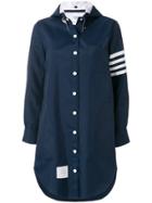 Thom Browne Thigh Length Shirtdress With Button-out Hood & 4-bar