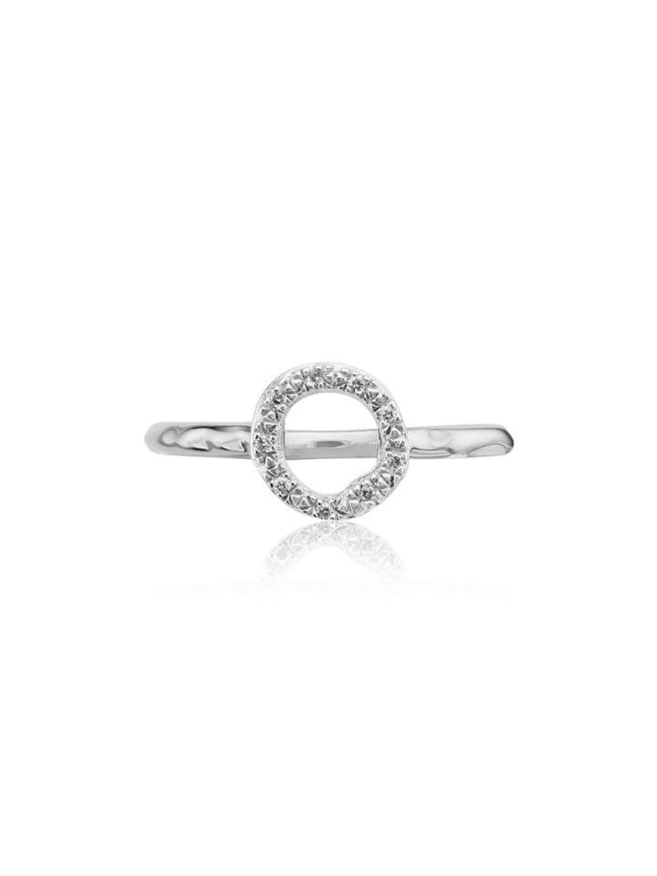 Monica Vinader Riva Mini Circle Stacking Diamond Ring - Silver