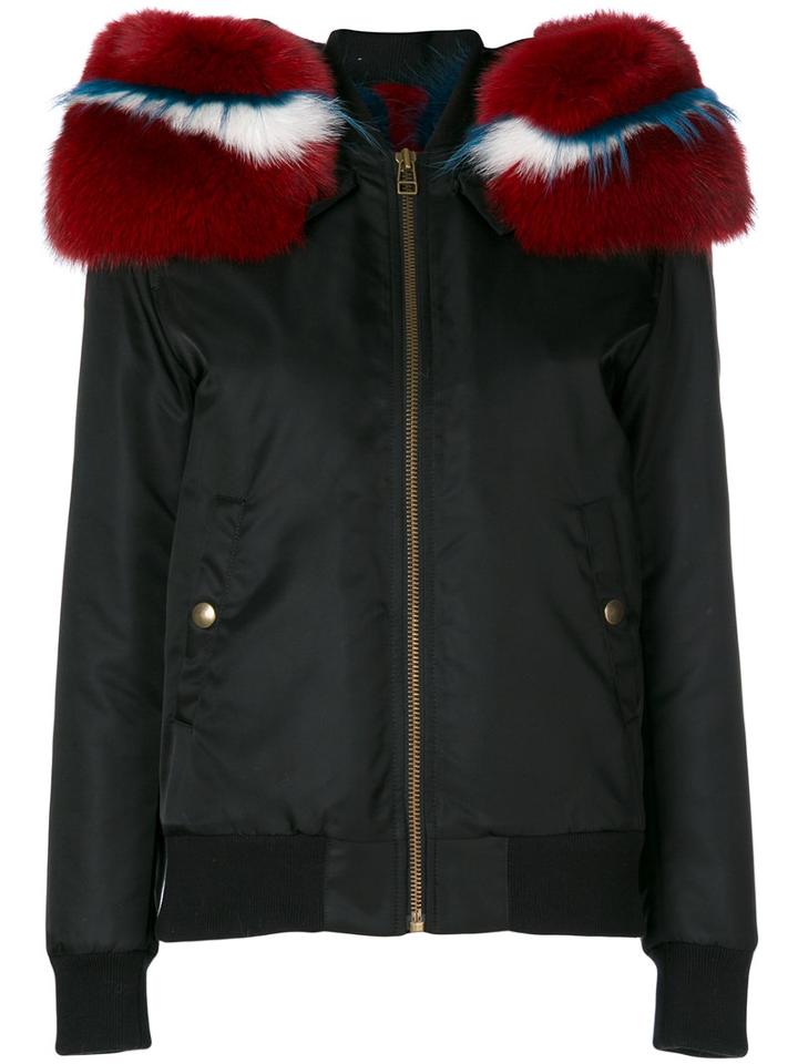 Mr & Mrs Italy - Fur Hooded Puffer Jacket - Women - Cotton/fox Fur/rabbit Fur/racoon Fur - S, Black, Cotton/fox Fur/rabbit Fur/racoon Fur