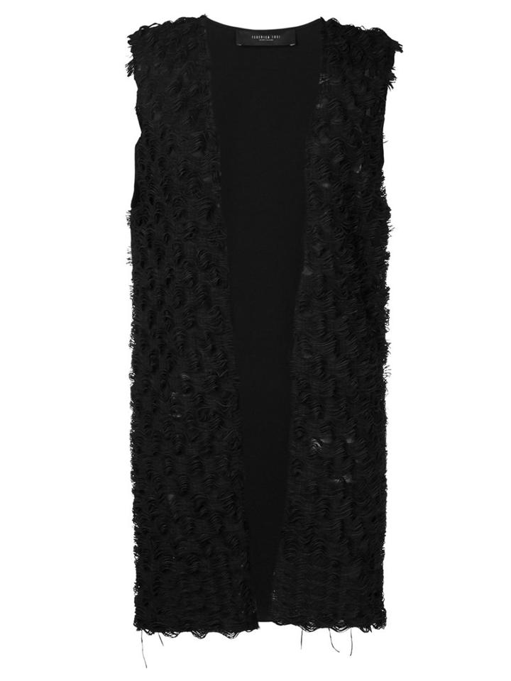 Federica Tosi - Fringed Vest - Women - Cotton/polyester/polyurethane/viscose - L, Women's, Black, Cotton/polyester/polyurethane/viscose