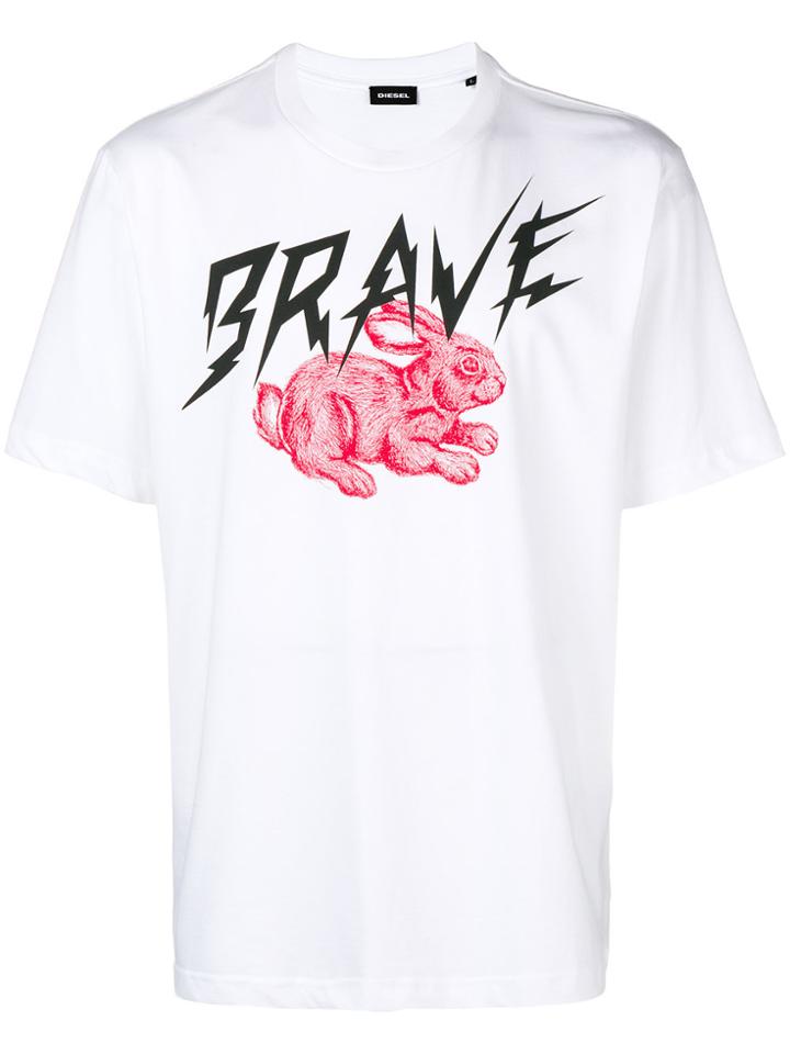 Diesel Rabbit Print T-shirt - White