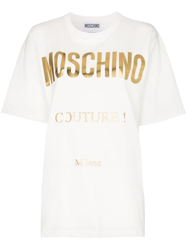 Moschino Large Logo Print Cotton T-shirt - White