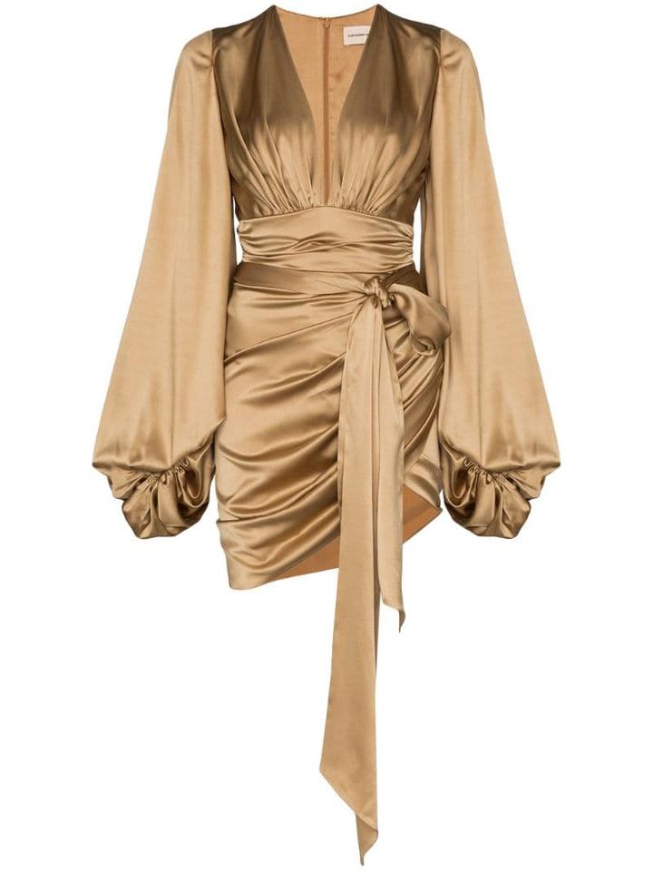 Alexandre Vauthier Bell-sleeve Ruched Mini Dress - Neutrals