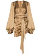 Alexandre Vauthier Bell-sleeve Ruched Mini Dress - Neutrals