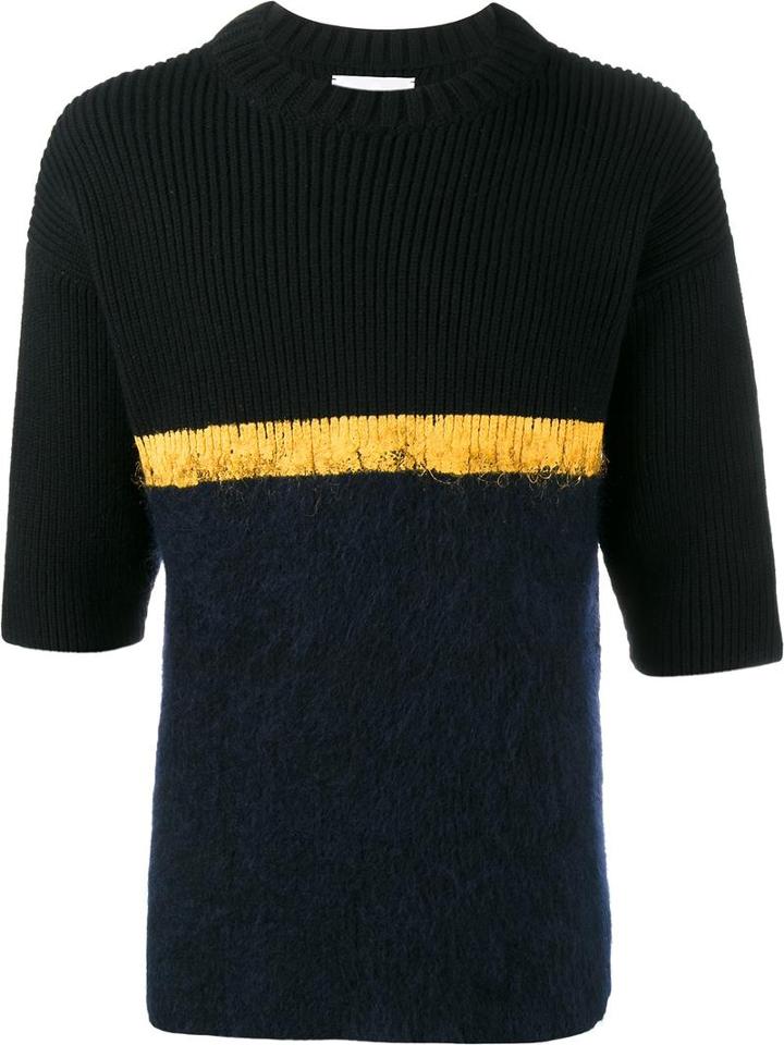 Helen Lawrence Contrast Stripe Jumper, Men's, Size: Large, Black, Lambs Wool/mohair/wool/polyamide