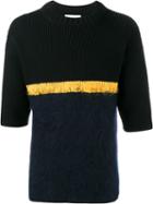 Helen Lawrence Contrast Stripe Jumper, Men's, Size: Large, Black, Lambs Wool/mohair/wool/polyamide