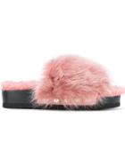 Suecomma Bonnie Faux Fur-trimmed Sandals - Pink & Purple