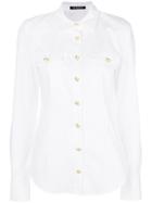Balmain Gold-tone Buttoned Poplin Shirt - White