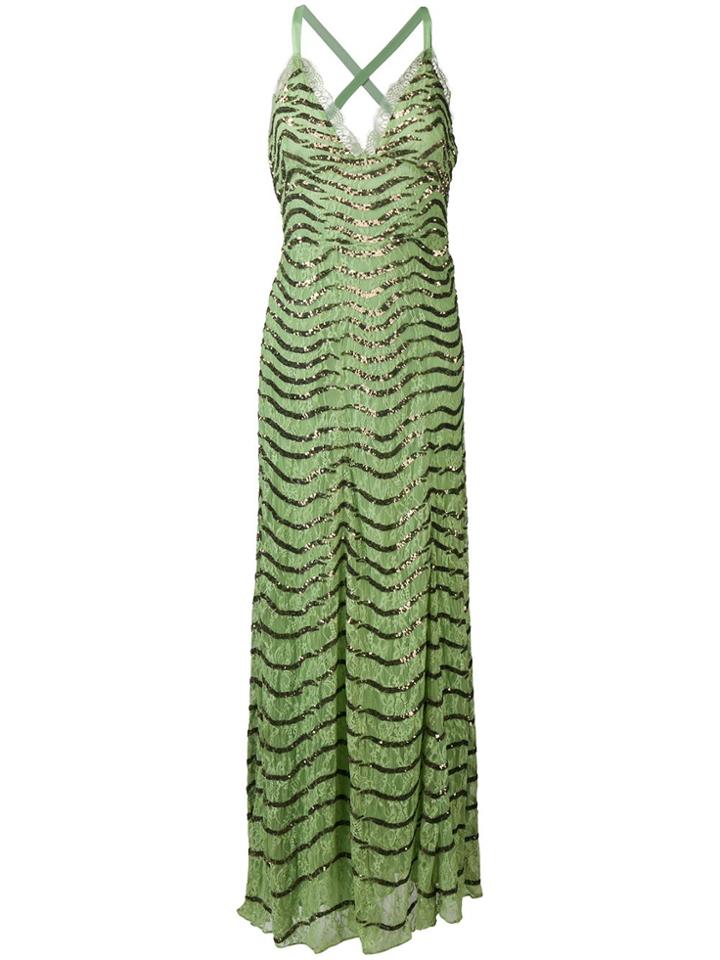 Temperley London Beaded Sweetheart Neck Evening Dress - Green
