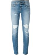 Rag & Bone /jean Distressed Skinny Jeans, Women's, Size: 25, Blue, Cotton/polyurethane