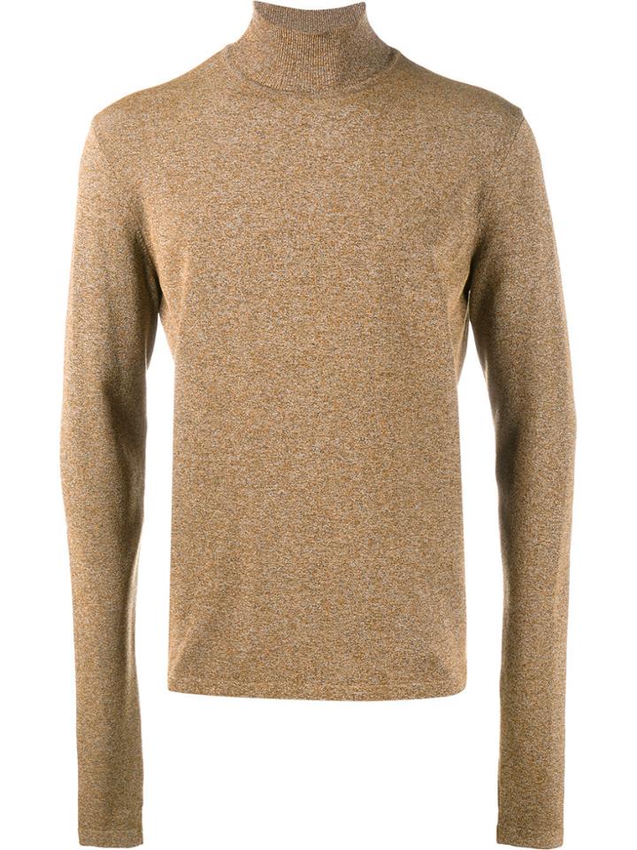 John Lawrence Sullivan Speckled Roll Neck Knit - Brown