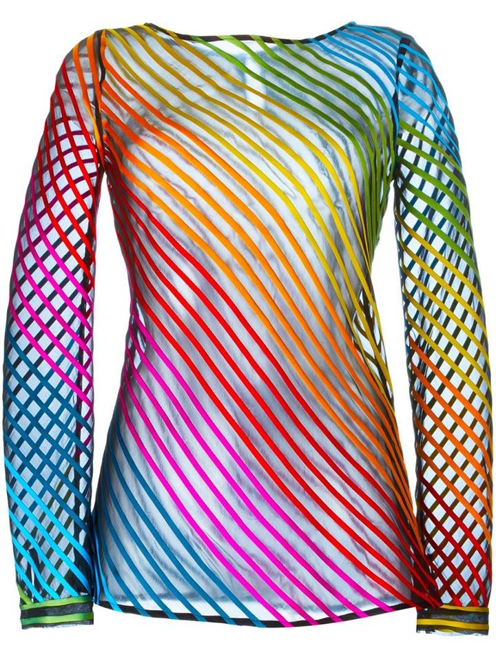 Mary Katrantzou Rainbow Top, Women's, Size: 8, Black, Silk/polyamide/polyester