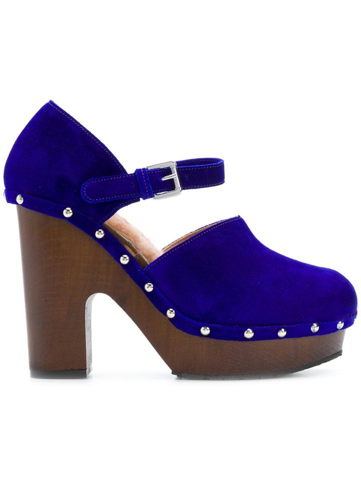 L'autre Chose Studded Platform Pumps - Blue